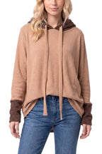 Textured Faux Sherpa Collar Hooded Top
