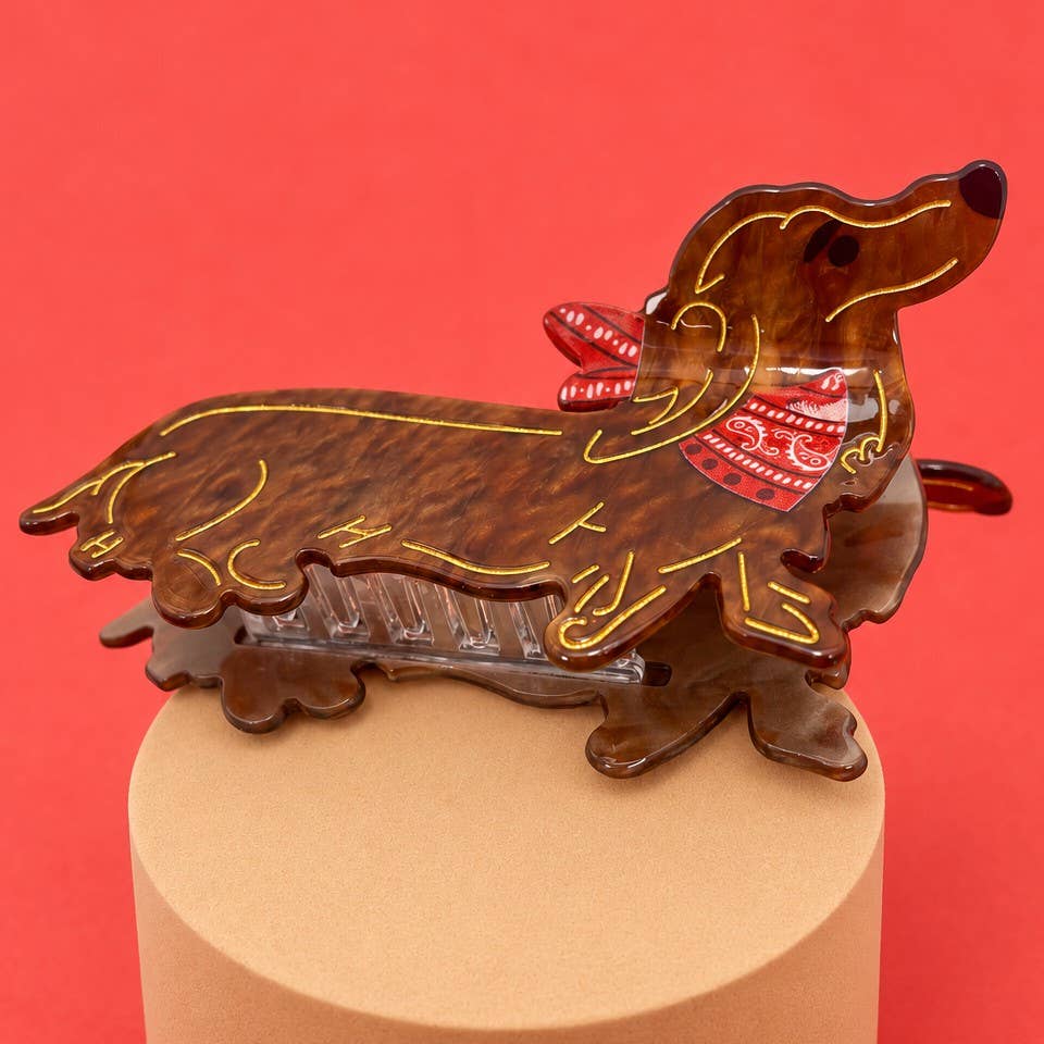 Charming Dachshund Dog Bandana Hair Claw Clip | 40H1235