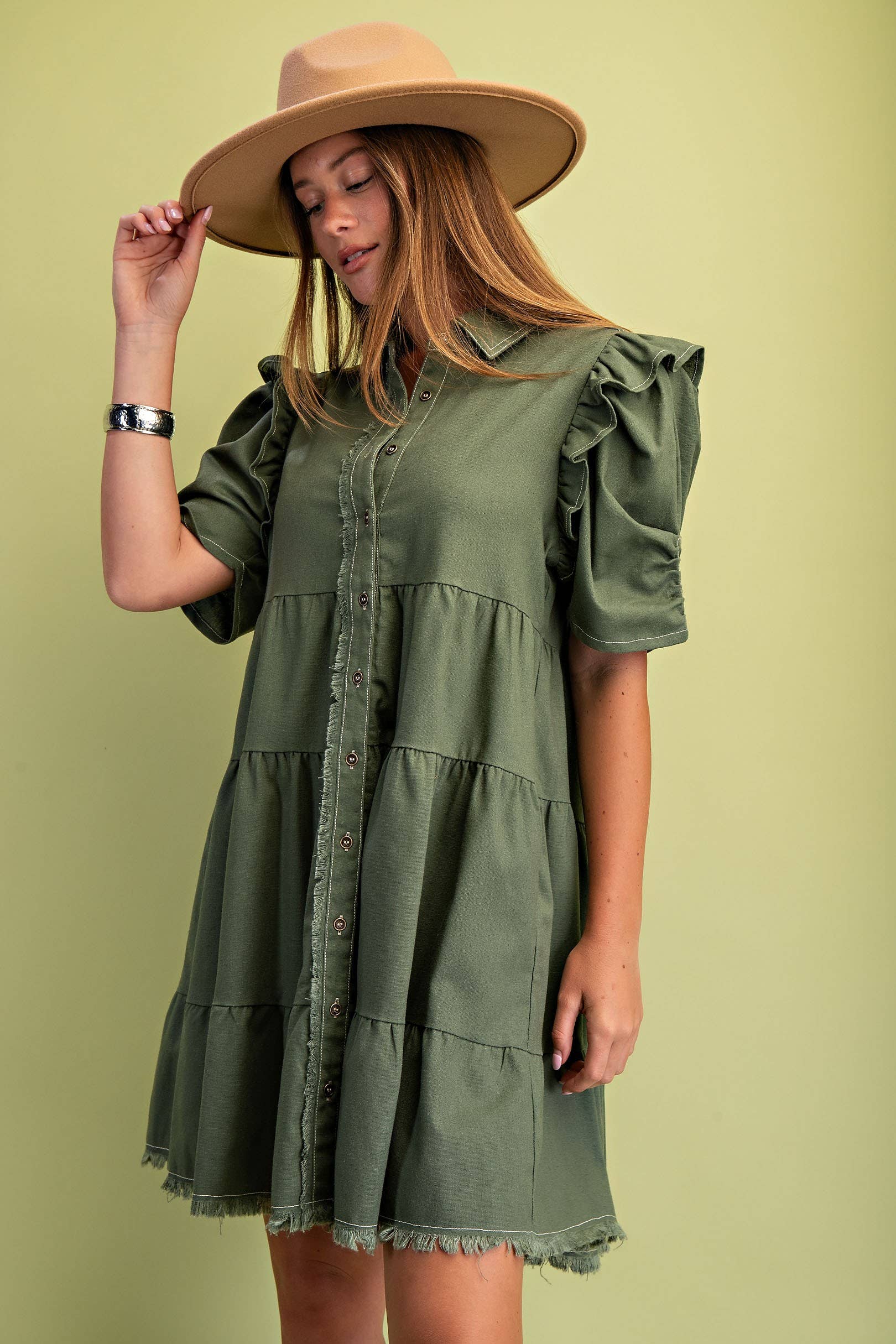 Linen Button Up Shirt Dress