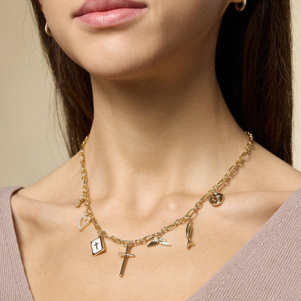18K Gold-Dipped Faith & Love Charm | Necklace