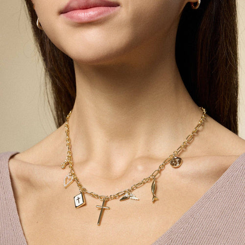 18K Gold-Dipped Faith & Love Charm | Necklace