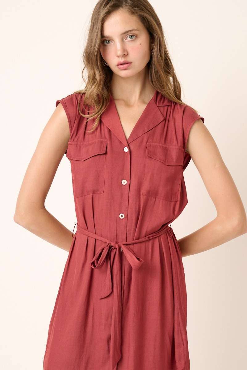NOTCHED COLLAR SHIRT DRESS