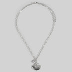 Chain Link Seashell And Crystal Pendant Necklace