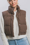 High Neck Cropped Puffer Vest