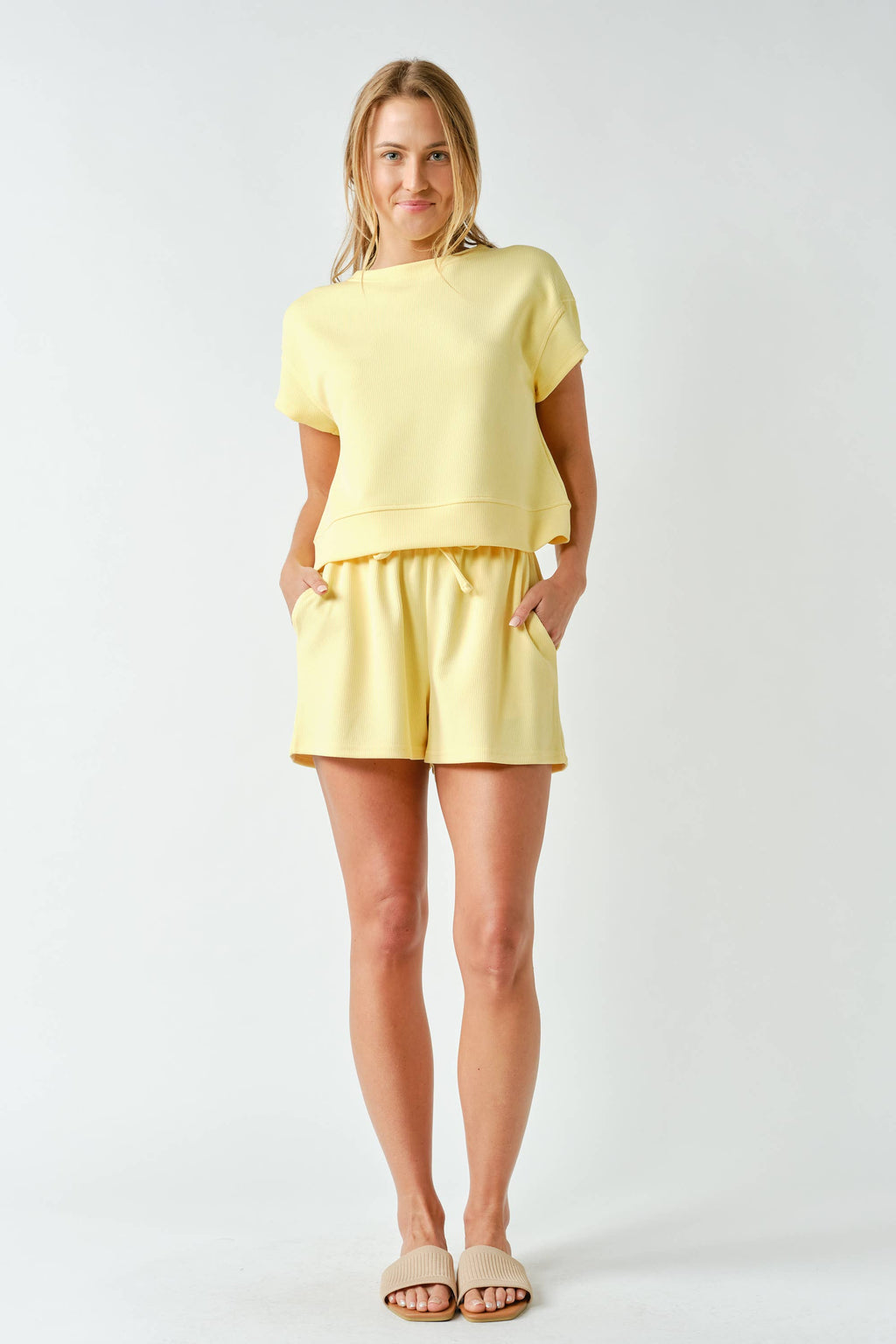 Luxe Sand Wash Rib Classic Tee Set