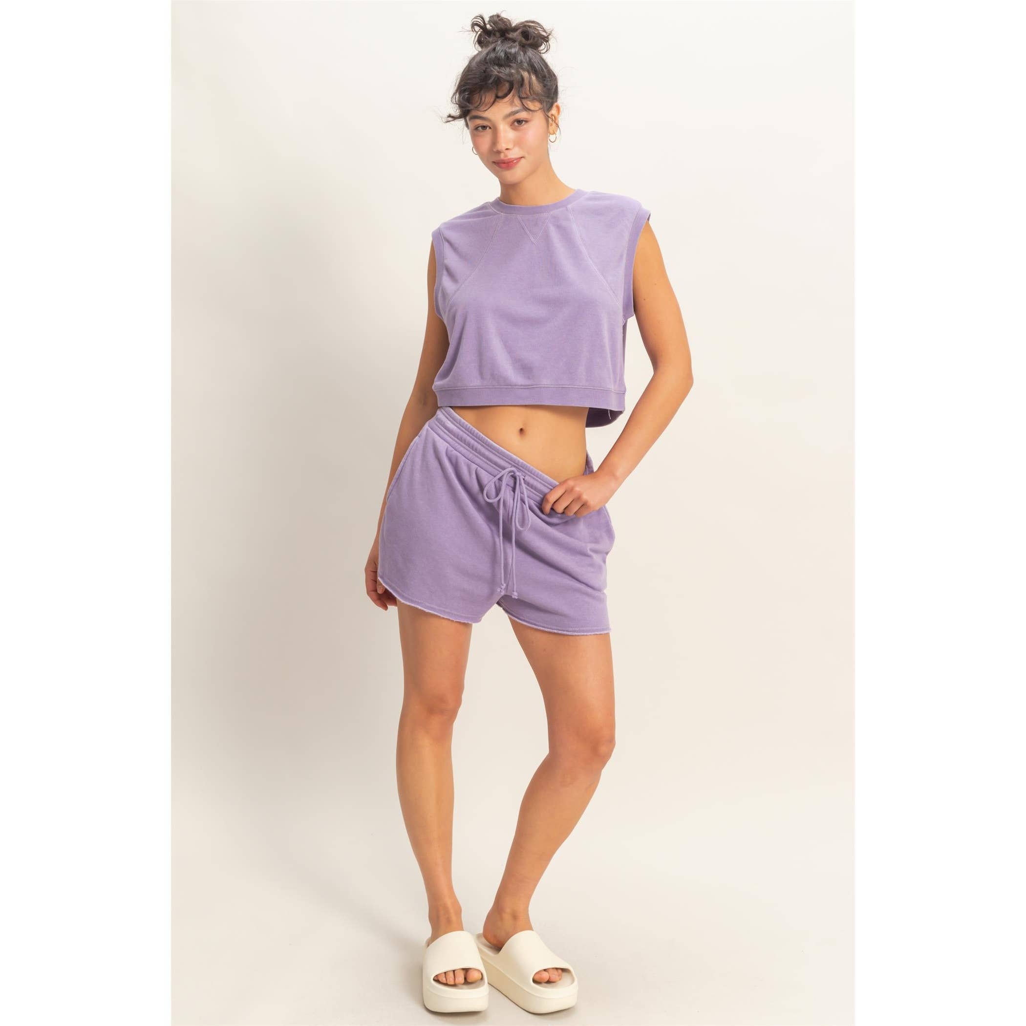 Burnout French Terry Sleeveless Top & Shorts Set