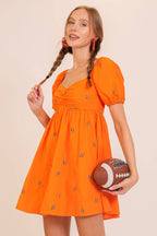 Game Day Puff Sleeve Babydoll Football Dress