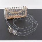Rhinestone Clear Belt Bag W/Chain PB8633
