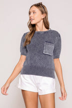 Washed Textured Sweater Top