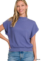 Mock Neck Short Dolman Sleeve Sweater