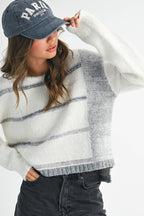 379BK Mona Knit Stripe Pullover Sweater