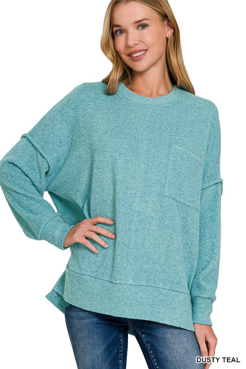 Brushed Melange Drop Shoulder Oversized Sweater