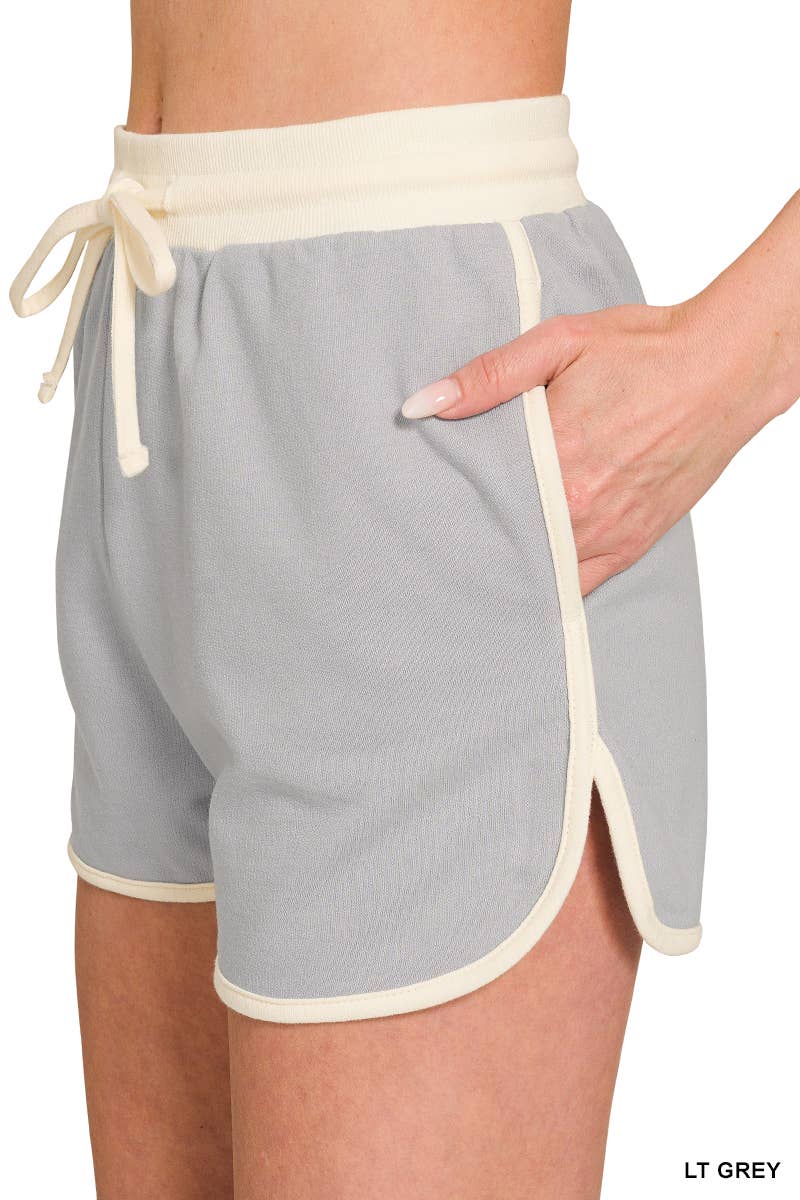 0501 French Terry Contrast Binding Pullover & Shorts Set SI-29799