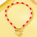Sweetheart Beaded Porcelain Heart Charm Necklaces | 80N93023