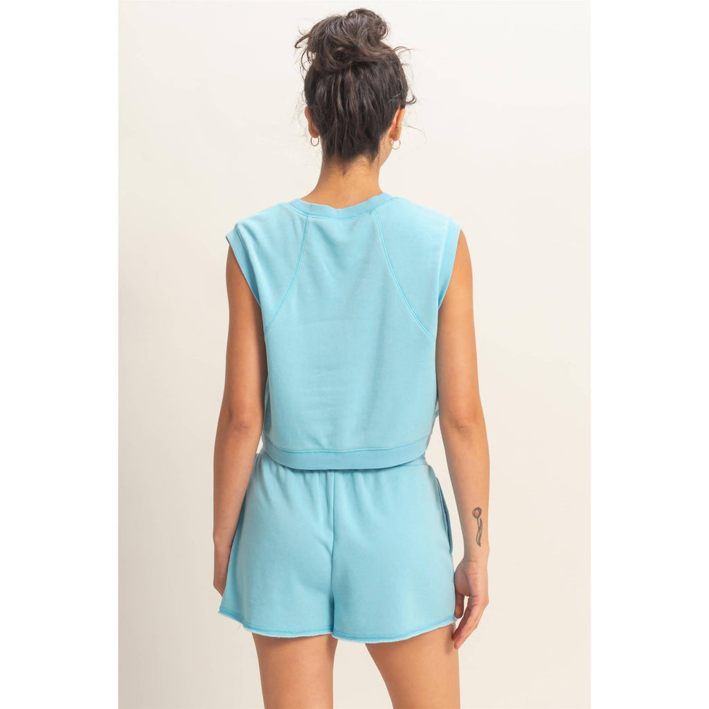 Burnout French Terry Sleeveless Top & Shorts Set