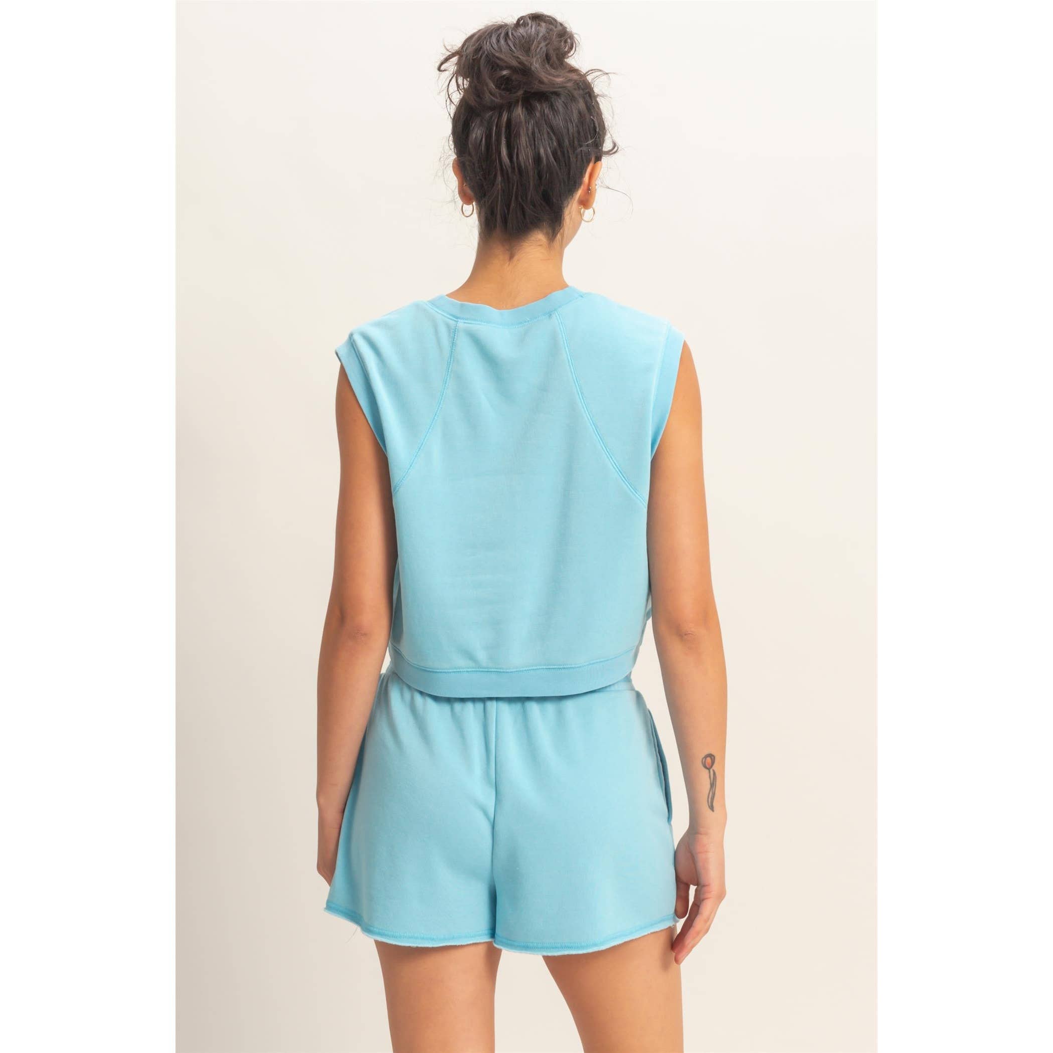 Burnout French Terry Sleeveless Top & Shorts Set