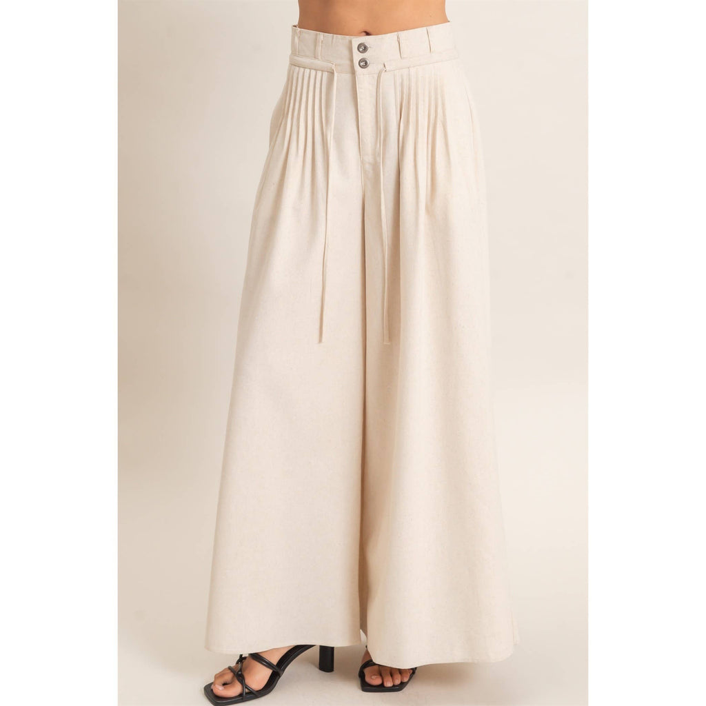 High-Waisted Pintuck Trousers