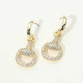 14K Gold Plated CZ Pave Snake Circle Dangle Hoop Earrings