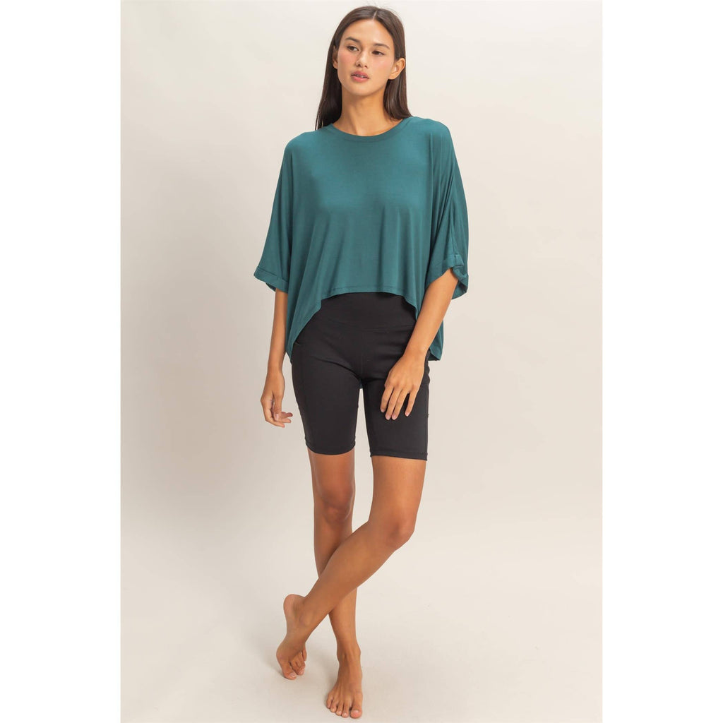 Relaxed High-Low Batwing Sleeve Top