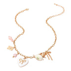 Bow Heart Tea Party Charm Station Necklace