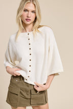 Wide Sleeve Button Front Knit Cardigan