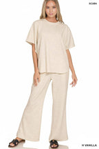 Scuba Curbed Hem Top & Pants Set - Zenana