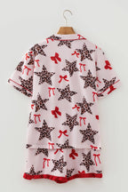 Leopard Star Bow Tie Top and Short Pajama Set