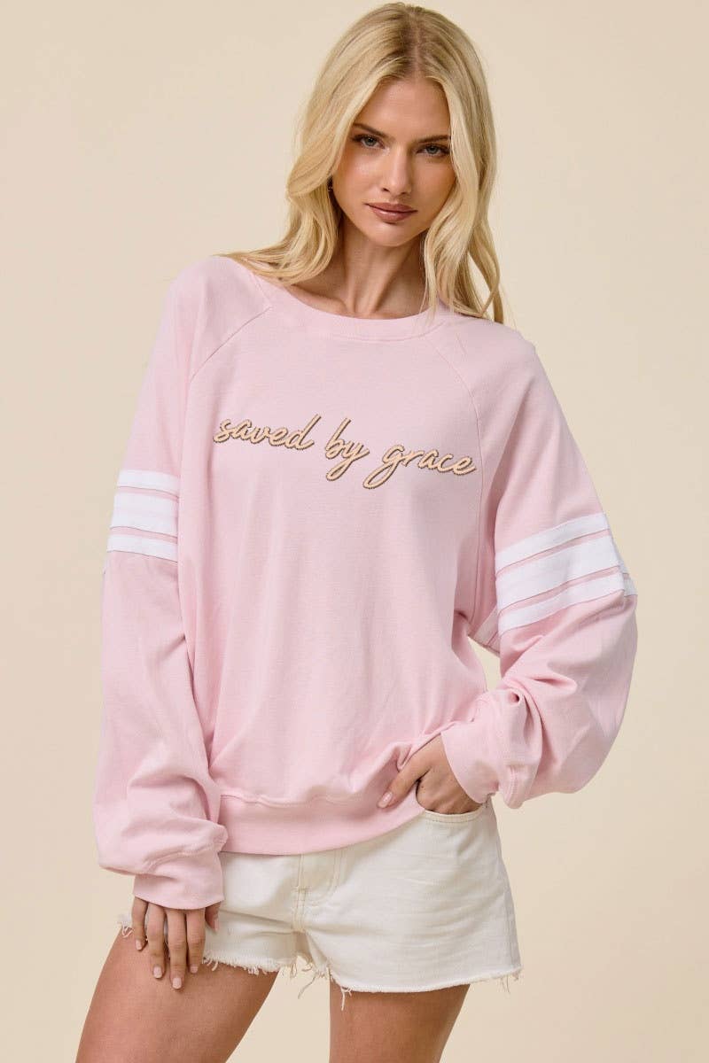 PUFF' Saved By Grace Graphic Oversized Lightweight Sweatshir