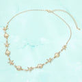 Textured Seashell Starfish Pearl Link Necklace