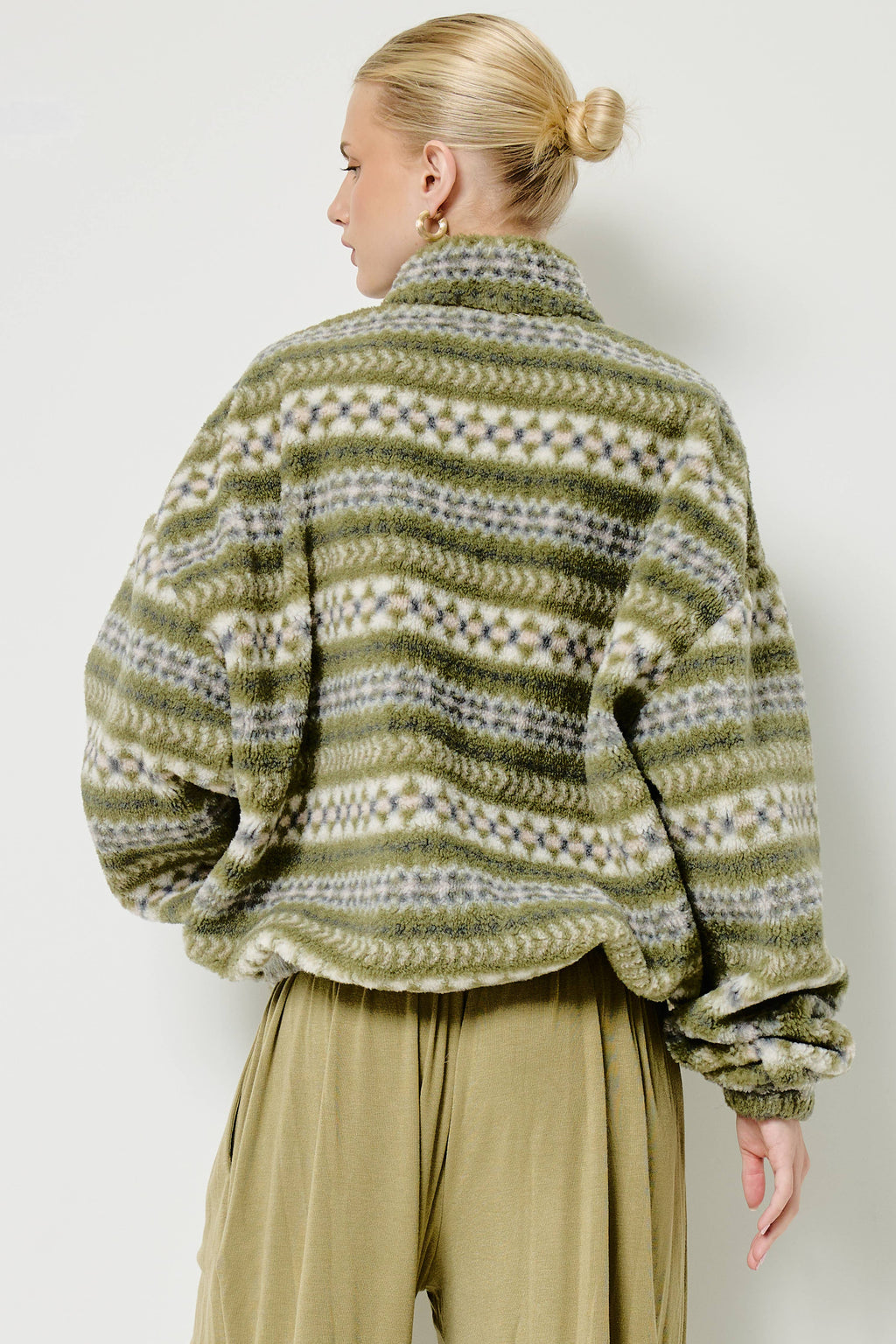 Novelty Stripe Sherpa Half Zip Pullover