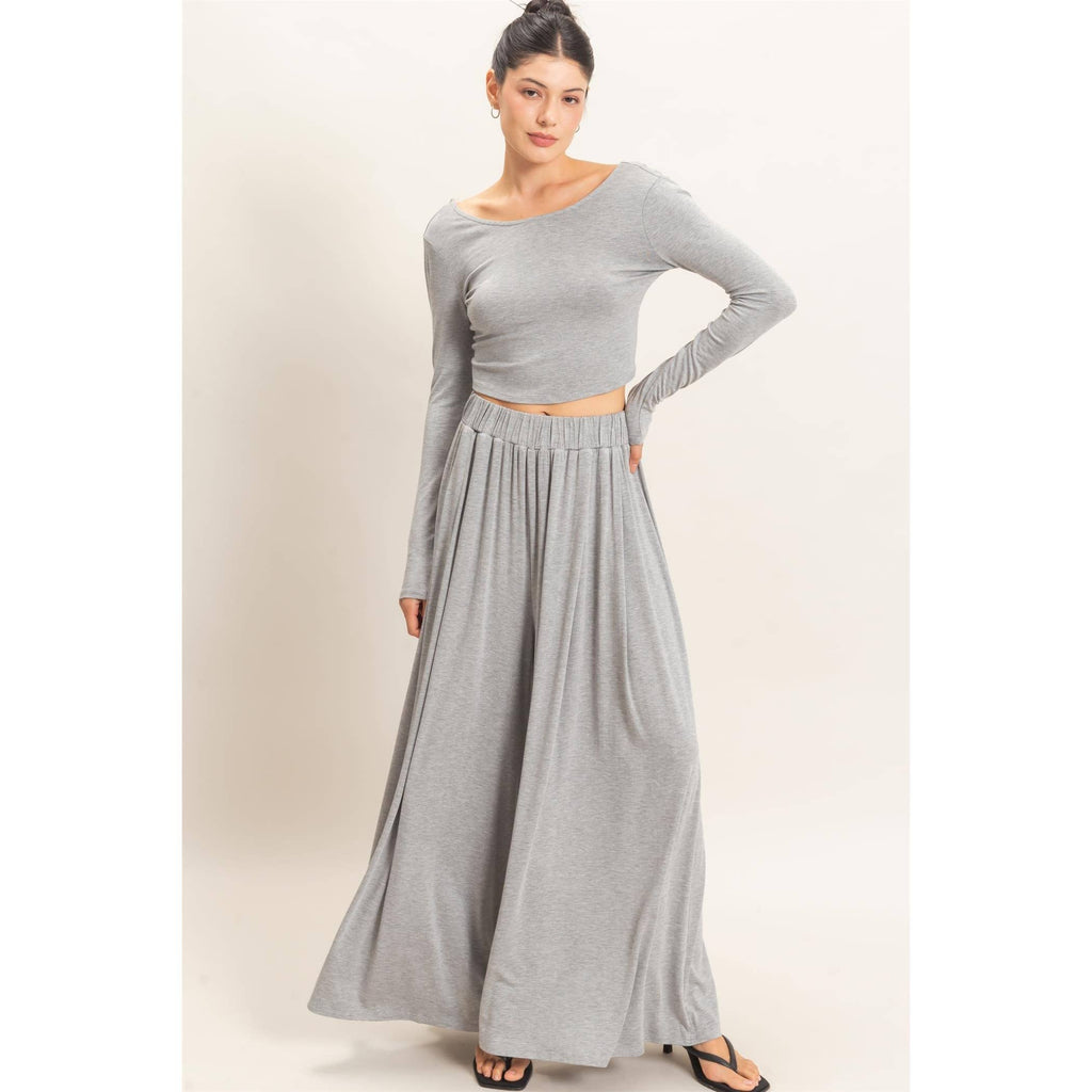 Long Sleeve Top & Wide Leg Pants Set