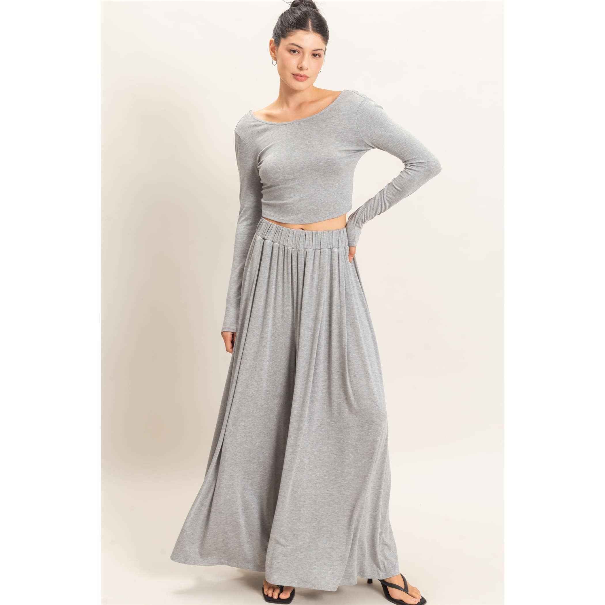 Long Sleeve Top & Wide Leg Pants Set
