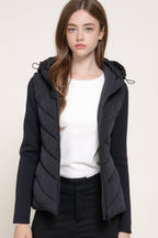 Hight Neck Adjustable Hoodie Quilted Puffer Jacket