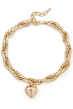 PUFFY HEART CHUNKY CHAIN STATEMENT NECKLACE | 40NK9577