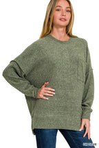 Brushed Melange Drop Shoulder Oversized Sweater