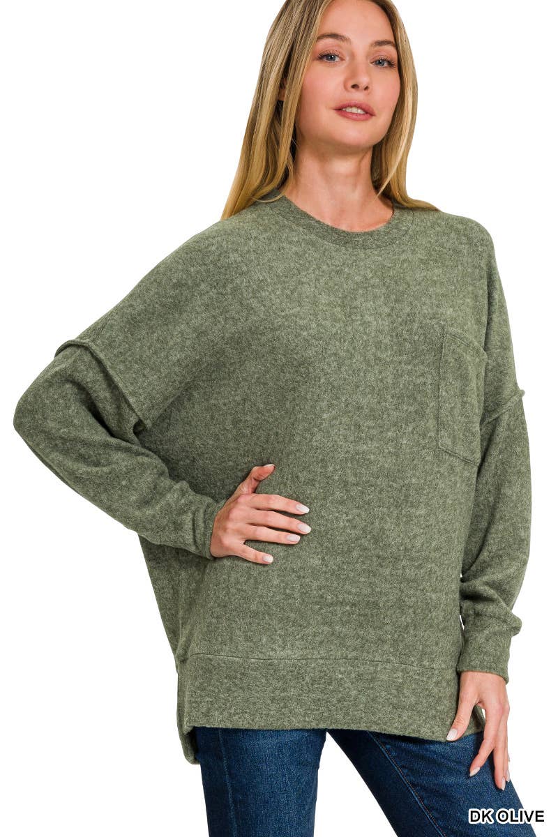 Brushed Melange Drop Shoulder Oversized Sweater