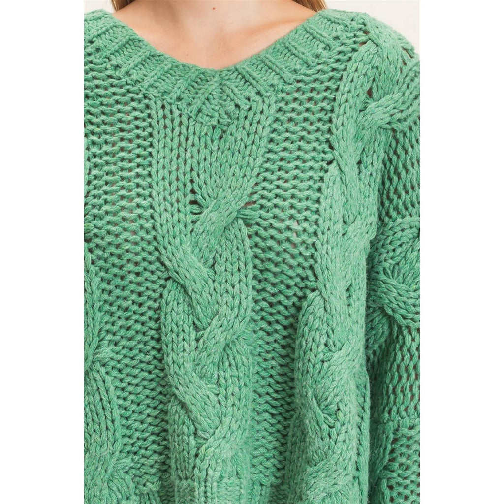 Cable Knit V-Neck Sweater