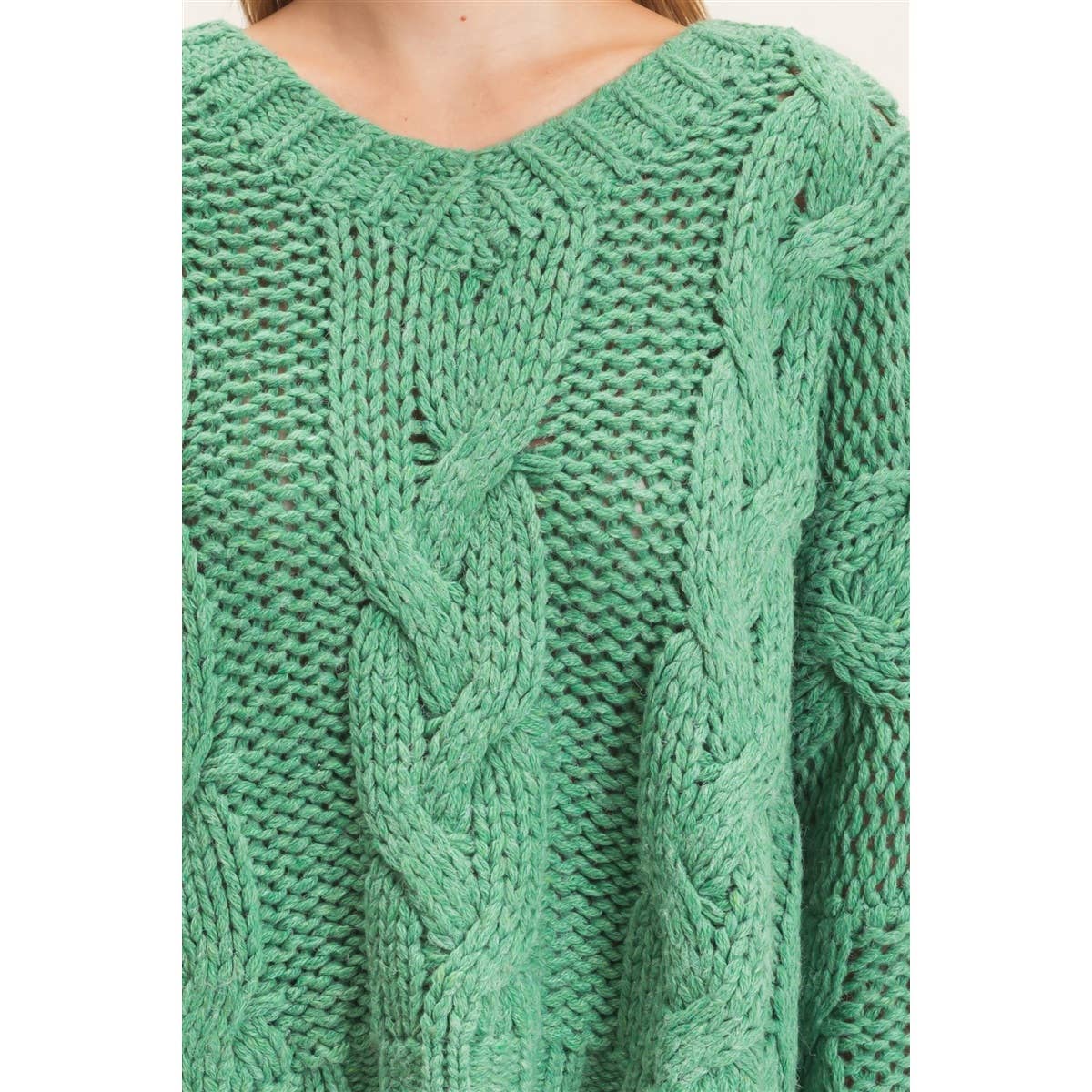 Cable Knit V-Neck Sweater