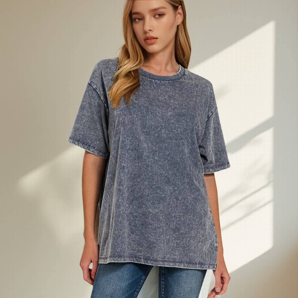 `Vintage Wash Oversize Cotton Tee