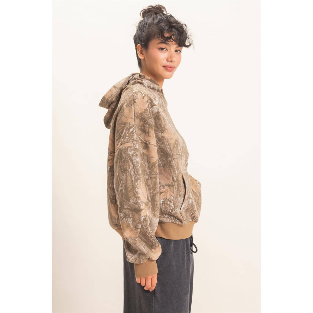 Tree Camouflage Hoodie With Kangaroo Pocket