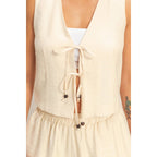 Sleeveless Tie-Front Vest And Elastic Waist Shorts Set
