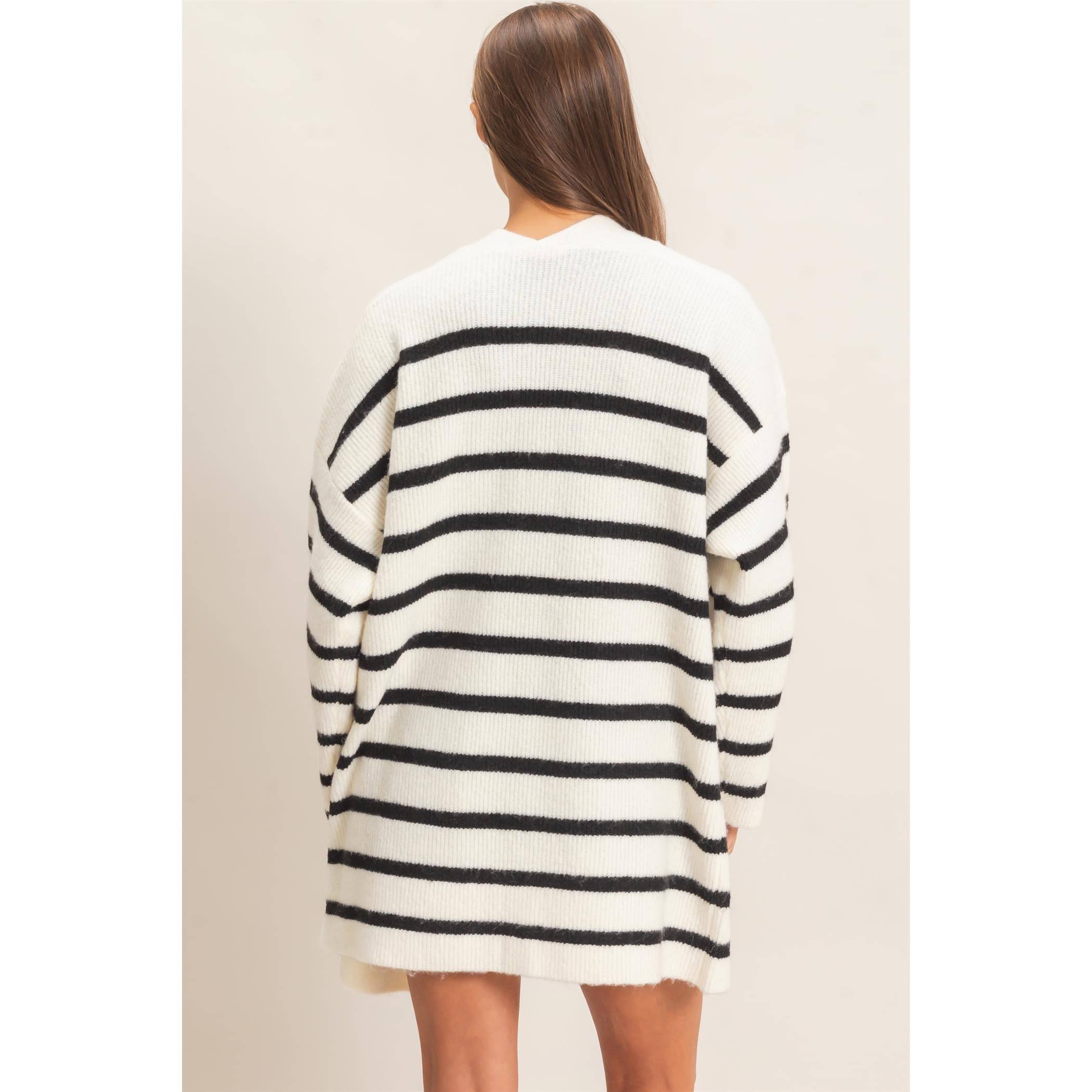 Open Front Stripe Cardigan