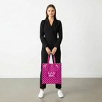 LM-BG-1004 REUSABLE TOTE -HOT PINK WHITE DOT