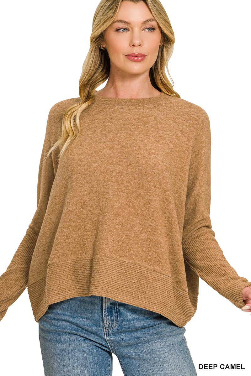 Brushed Melange Hacci Dolman Sleeve Sweater