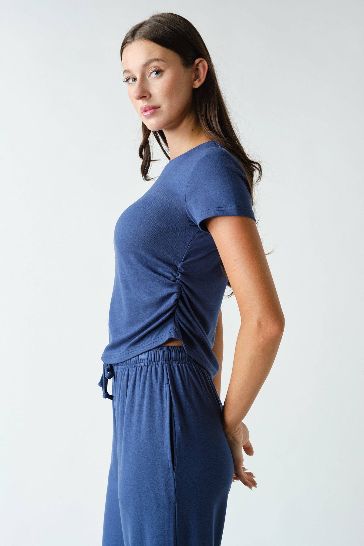 Marlow Short-Sleeve Ruched Two-Piece Set