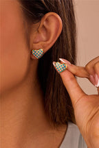 Checkered Enamel Heart Stud Earrings | 40E511