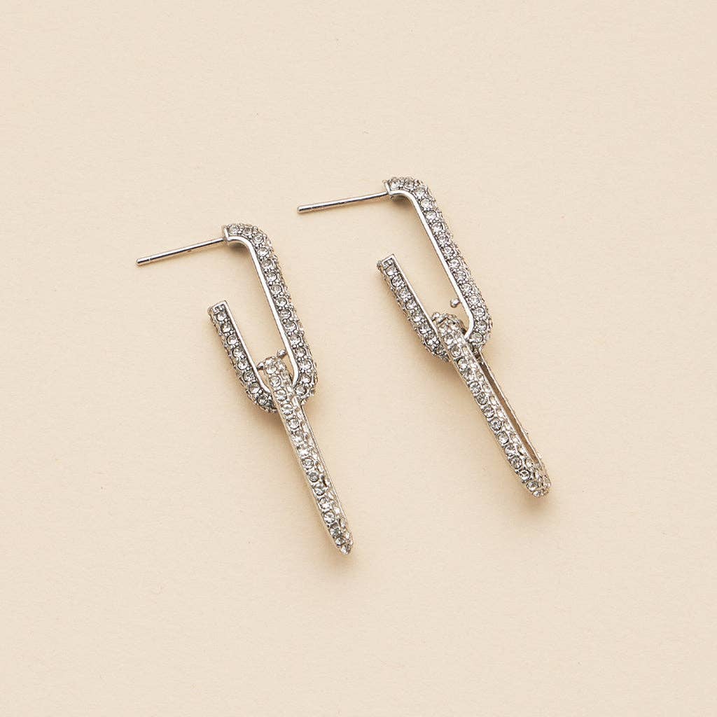 18k Gold Dipped Linked CZ Dangling Earrings | CZ Dangling Earrings