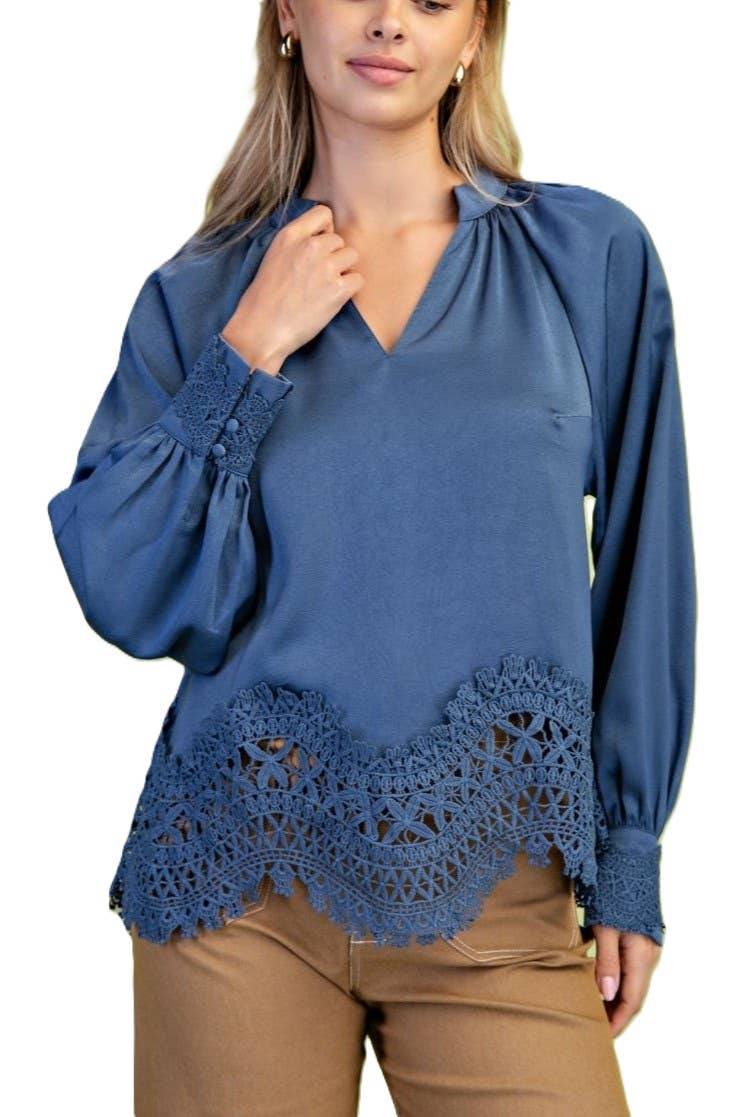 Satin V-neck Blouse