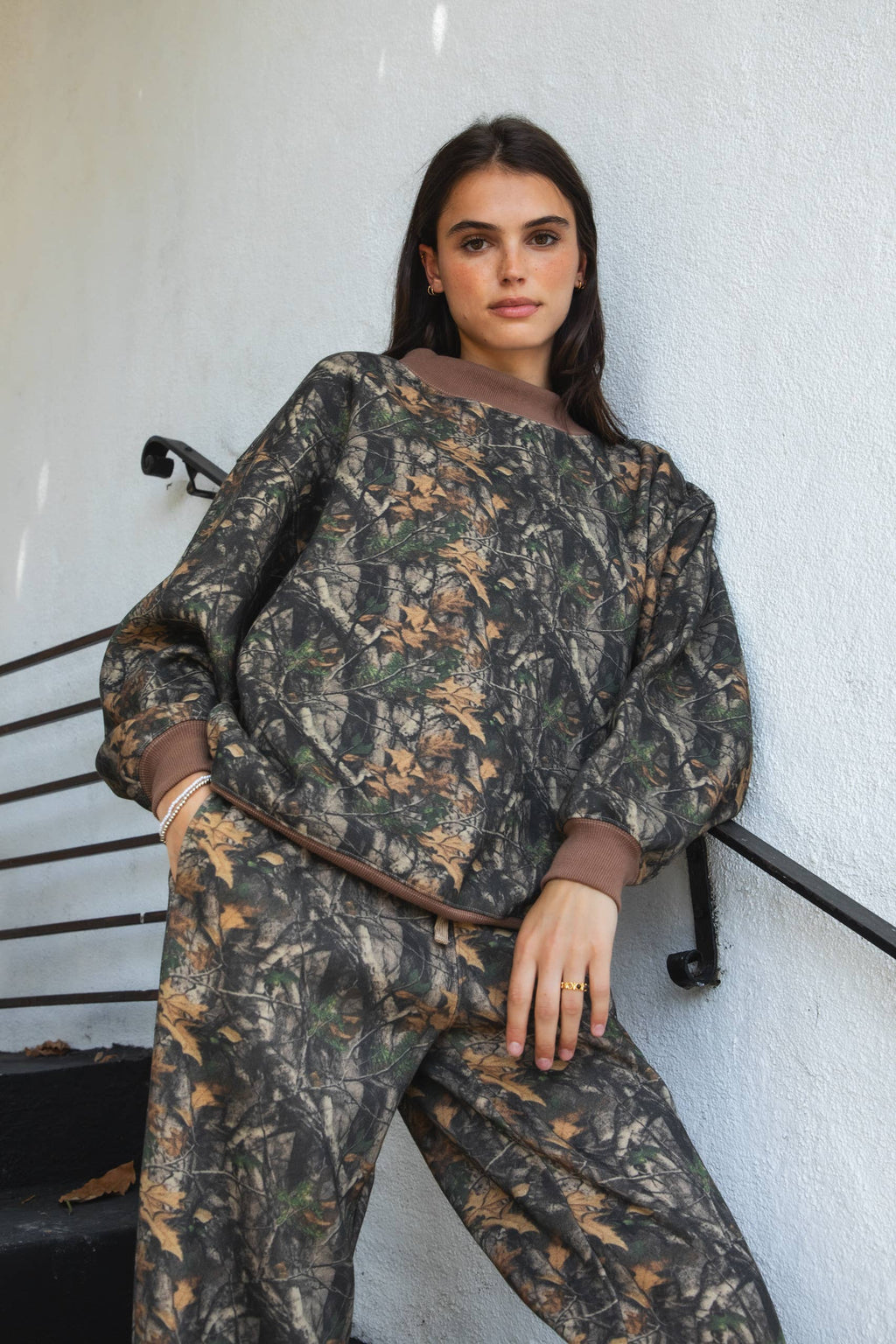 BAYOU Dark Woodland Camo Mock Neck Sweatshirt