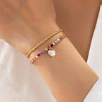 Multi-Color Crystal Heart Charm Tennis Bracelet | 80B1829